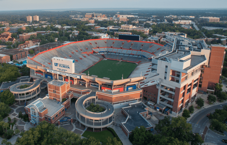 An arial view of Ben Hill Griffin Stadium