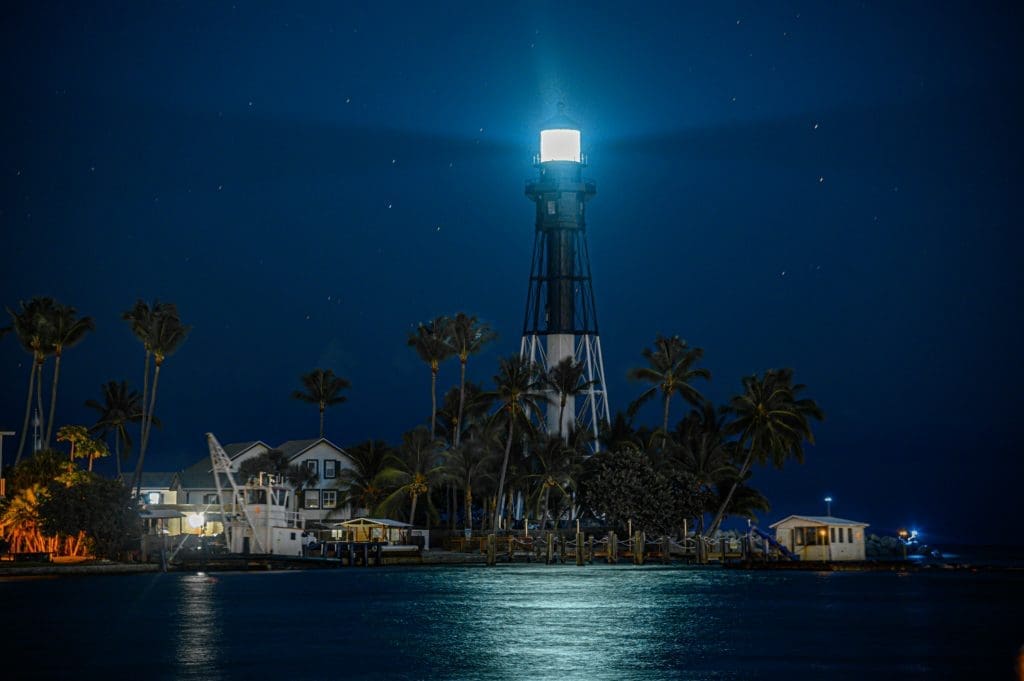 Hillsboro Inlet Lighthouse at night